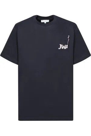 J.W.Anderson Top, Herre, Blå, XL, Bomuld, Blå T-shirt med kort ærme og logo