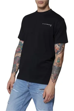 John Richmond Top, Herre, Sort, 2XL, Bomuld, Almindelig pasform bomuldst-shirt sort tryk