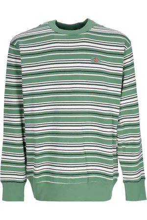 Dickies Strik, Herre, Grøn, XL, Bomuld, Stribet Crewneck Sweatshirt Mørk Efeu