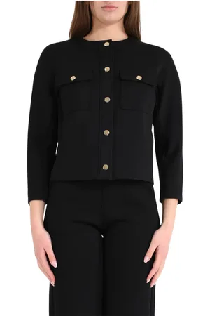 Max Mara Jakke, Dame, Sort, XS, Bomuld, Boxy Gradara Jakke i Jersey Scuba