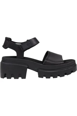 Timberland Sko, Dame, Sort, 38 EU, Læder, Sort Læderrem Sandaler med Bue