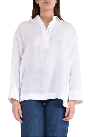 Max Mara Bluser & Skjorter, Dame, Hvid, XS, Linned, Linned Polo Skjorte Varese Model