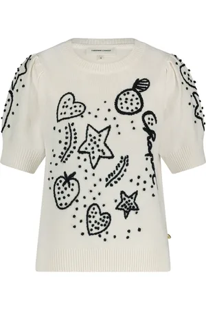 Fabienne Chapot Strik, Dame, Hvid, 2XL, Tyl, Edo Short Sleeve Pullover