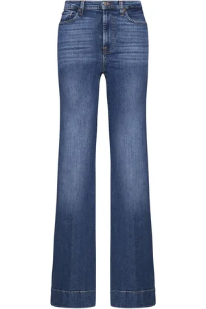 7 for all Mankind Jeans, Dame, Blå, W31, Bomuld, Udfarvede Jeans med vidde