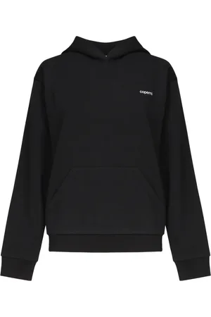 COPERNI Sweathshirts & Hoodies, Dame, Sort, M, Bomuld, Sort Bomuldsblandet Hættetrøje med Logo