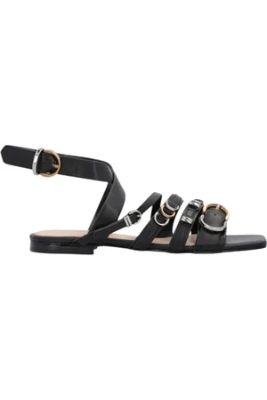 Pinko Sko, Dame, Sort, 40 EU, Læder, Sort Læder Sandaler Marli 08