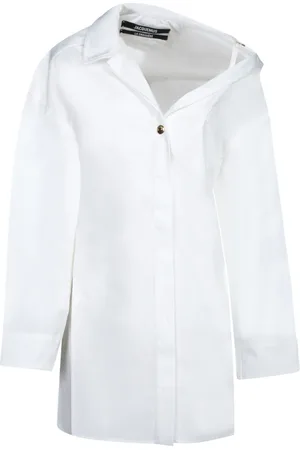 Jacquemus Bluser & Skjorter, Dame, Hvid, S, Bomuld, Hvid Skjortekjole Elegant Minimalistisk Stil