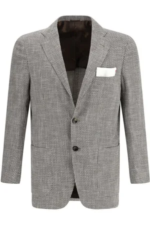 Kiton Jakke, Herre, Brun, L, Uld, Geometrisk Mønster Uld Blazer Jakke