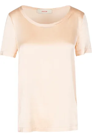 Jucca Bluser & Skjorter, Dame, Lyserød, M, Silke Ærmeløs Rund Hals T-shirt