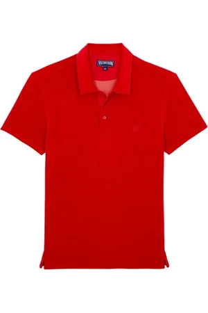 Vilebrequin Top, Herre, Rød, 3XL, Bomuld, Solid terry polo shirt til mænd