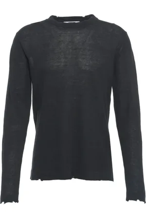 Mauro Grifoni Strik, Herre, Sort, XL, Uld, Sort Strikvarer Ss25 Crew Neck Sweater