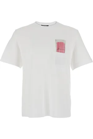 Jacquemus Top, Herre, Hvid, S, Bomuld, Hvid Logo Patch Crewneck T-Shirt