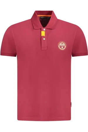 Napapijri Top, Herre, Rød, XL, Bomuld, Rød Bomuldspolo med Signaturprint