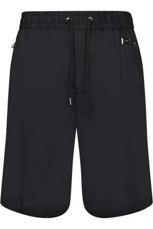 Dolce & Gabbana Shorts, Herre, Sort, M, Uld, Sorte Bermuda Shorts Stilfuldt Logo Badge