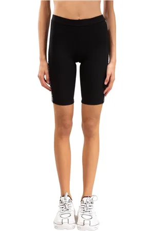 Dsquared2 Sport, Dame, Sort, L, Bomuld, Cykelshorts med Logo Bånd
