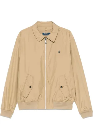 Ralph Lauren Jakke, Herre, , XL, Khaki Lynlåsjakke med Klassisk Krave