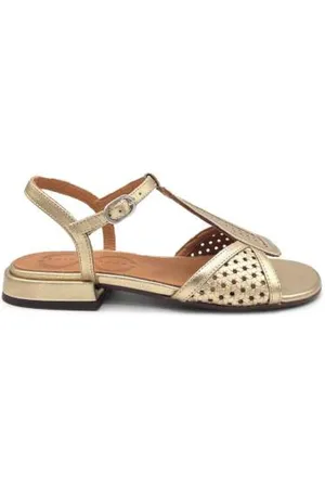 Chie Mihara Sko, Dame, Gul, 39 EU, Uld, Guld læder sandaler med spænde lukning