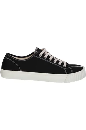 Maison Margiela Sko, Herre, Sort, 42 EU, Bomuld, Tabi Low Sneakers med Logo Print