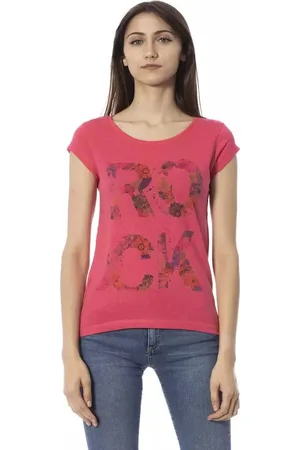 Trussardi Top, Dame, Lyserød, L, Bomuld, Rosa Kortærmet Mode Tee