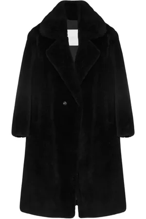 YVES SALOMON Frakke, Dame, Sort, M, Uld, Sort Uld Maxi Frakke Oversize Stil