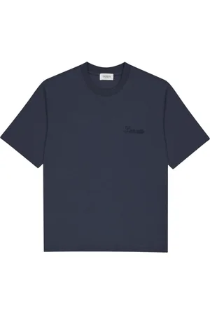 LANEUS Top, Herre, Blå, L, Bomuld, Rundhalset T-shirt i jersey