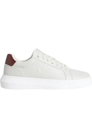 Calvin Klein Sko, Herre, Hvid, 45 EU, Læder, Elegant Læder Sneakers