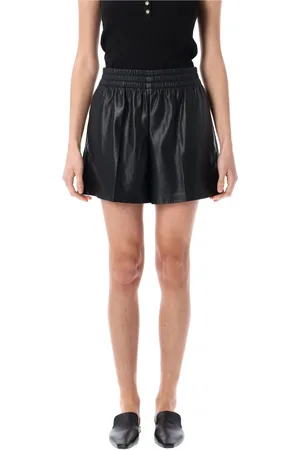 ANINE BING Shorts, Dame, Sort, M, Læder, Sort Vegan Læder High-Rise Shorts