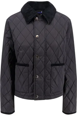 Burberry Jakke, Dame, Sort, S, Nylon, Quiltet nylonjakke med fløjlsprofiler