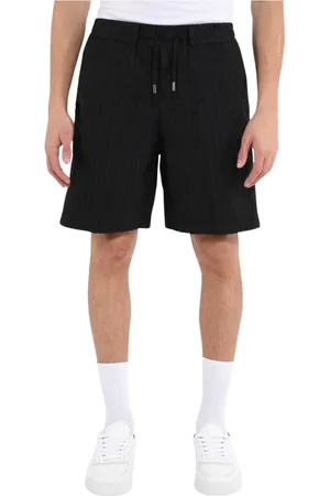 COSTUMEIN Shorts, Herre, Sort, XL, Linned, Stribet Linnedshorts med Elastisk Talje