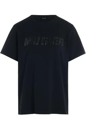 MUGLER Top, Dame, Sort, S, Bomuld, Sort Bomulds T-shirt med Logo