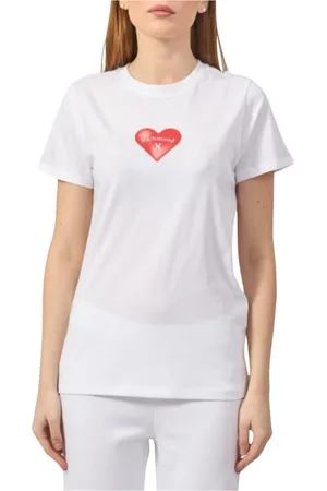 John Richmond Top, Dame, Hvid, XS, Bomuld, Hjerte Print Hvid T-Shirt Kvinder