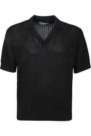 Dolce & Gabbana Strik, Herre, Sort, M, Bomuld, Sort Strikket Polo Sweater
