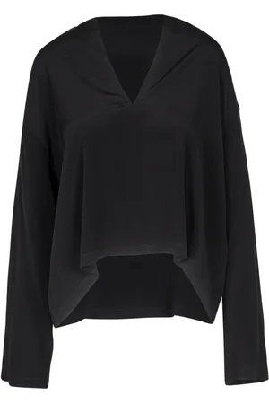 Jucca Bluser & Skjorter, Dame, Sort, M, Uld, Crepe V-hals Bluse
