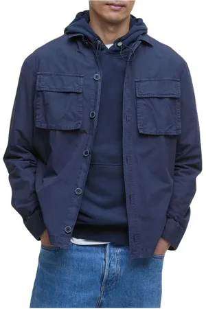 Barbour Jakke, Herre, Blå, M, Bomuld, Kenneth Garment Dye Overshirt Navy