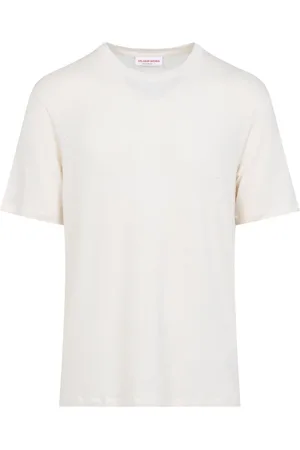 Orlebar Brown Top, Herre, Hvid, XL, Uld, Hvid Linned T-shirt Stilfuldt Afslappet Tøj