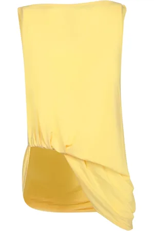 Jacquemus Top, Dame, Gul, M, Uld, Gul Ærmeløs Draperet Top