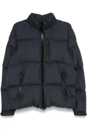 Moncler Jakke, Herre, Blå, 3XL, Uld, Besbre Hætteforet Kort Dunjakke