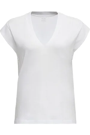 Frame Top, Dame, Hvid, M, Bomuld, V-hals bomulds T-shirt