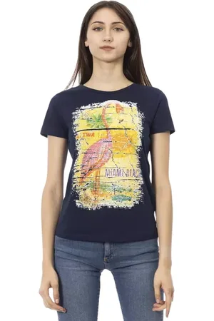 Trussardi Top, Dame, Blå, S, Bomuld, Chic Blå Kortærmet T-shirt