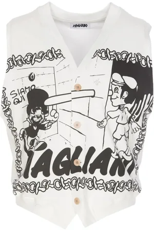 MAGLIANO Jakke, Herre, Hvid, M, Hvid V-hals Ærmeløs Grafisk Sweater