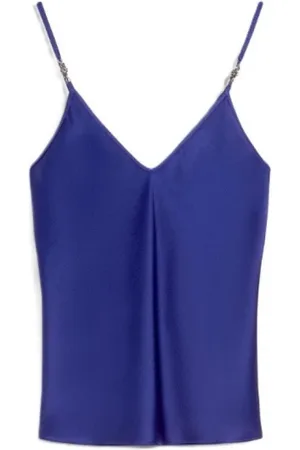 Max Mara Top, Dame, Blå, XL, Uld, Stilfulde tanktoppe i acetatstof