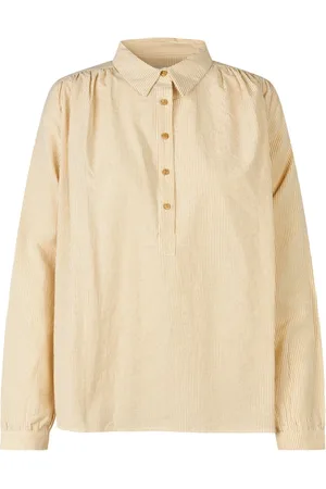 Lollys Laundry Bluser & Skjorter, Dame, Brun, 2XL, Bomuld, Casual Camel Skjorte med Lange Ærmer