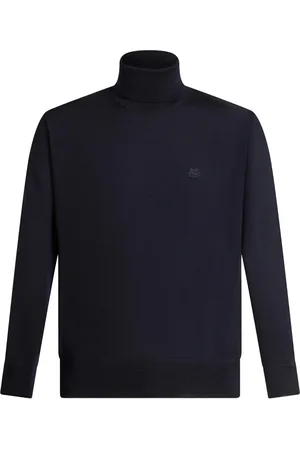 Etro Strik, Herre, Blå, XL, Uld, Blå Uld Turtleneck Sweater Aw24