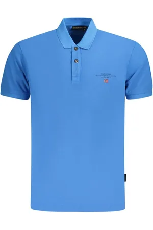 Napapijri Top, Herre, Blå, S, Uld, Blå Polo Skjorte med Broderi og Print