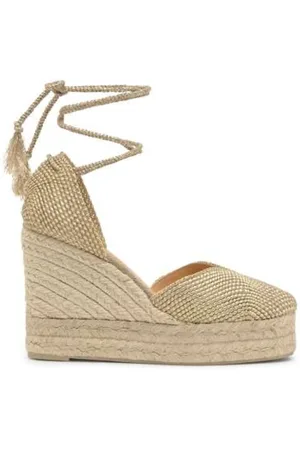Castaner Sko, Dame, Gul, 38 EU, Jute, Gyldne Jute Espadriller med Bue Detalje