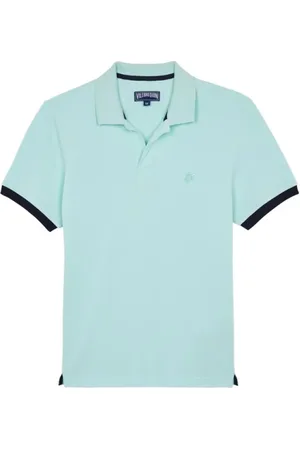 Vilebrequin Top, Herre, Blå, L, Bomuld, Solidt bomuldspoloshirt til mænd