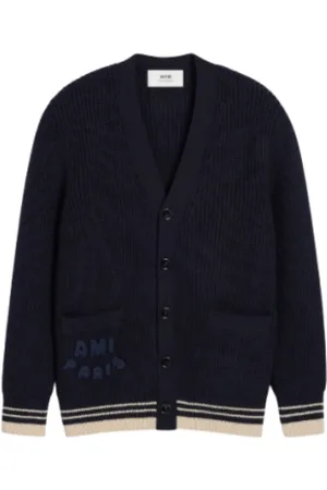 Ami Strik, Dame, Blå, XS, Marineblå Cardigan med Baglomme