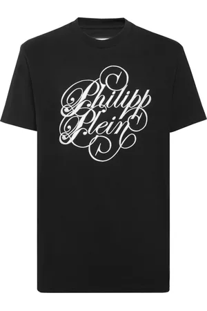 Philipp Plein Top, Herre, Sort, 2XL, Sort Grafisk Print Kortærmet T-shirt
