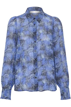 INWEAR Bluser & Skjorter, Dame, Blå, XS, Uld, Mørkeblå Dancing Wall Skjorte Bluse
