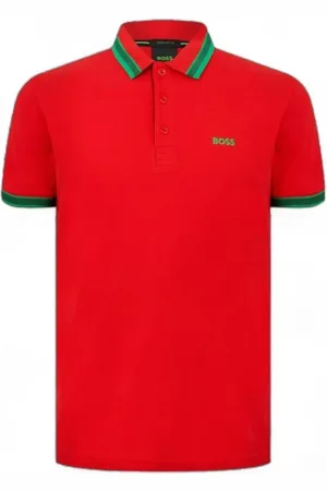 HUGO BOSS Top, Herre, Rød, S, Bomuld, Rød Bomulds Polo Shirt